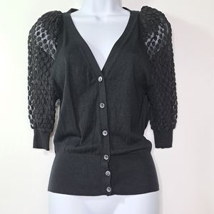 Express Black Short Puff Sleeve Cardigan Size XS